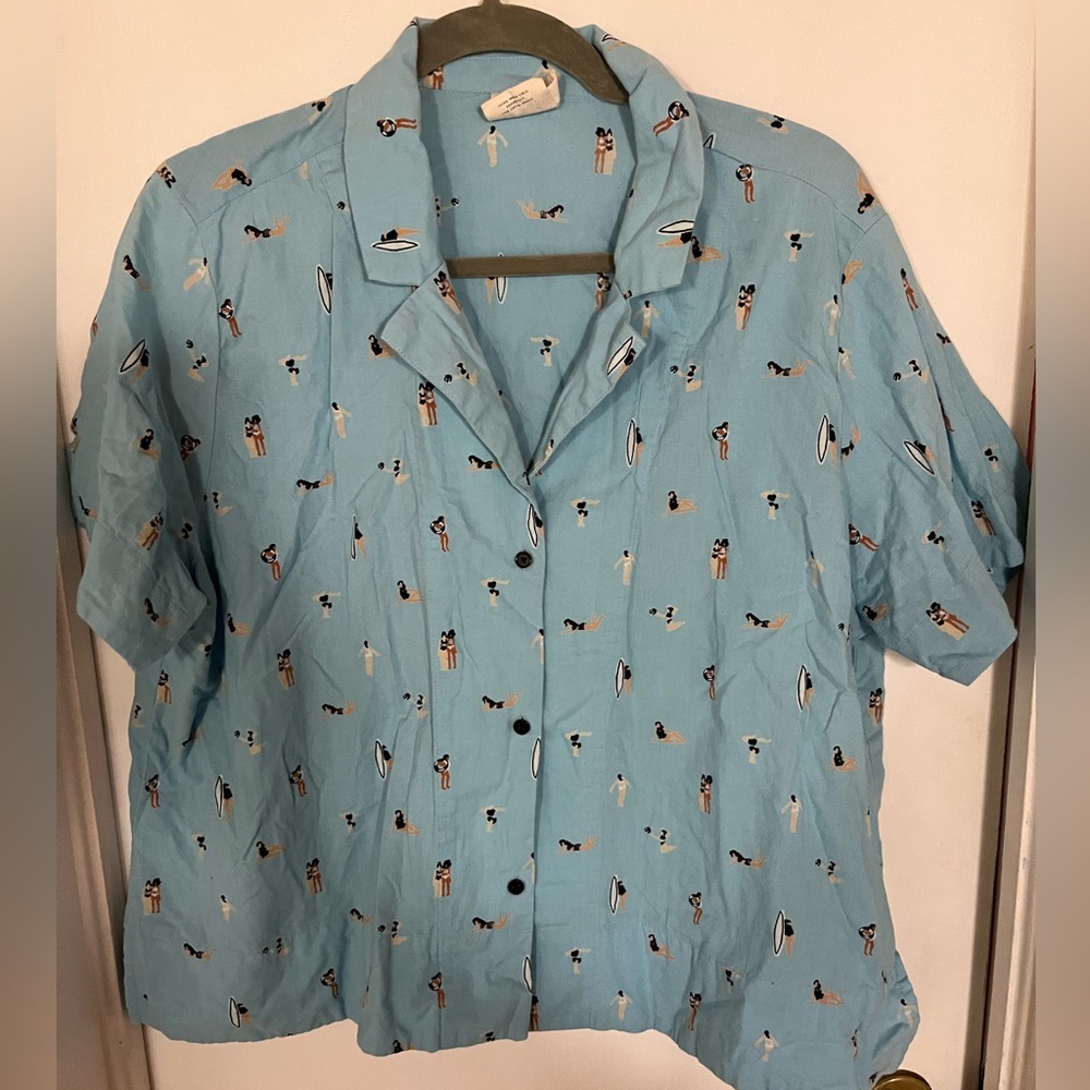 Mata Traders Blue Shirt with Surfer Print XL